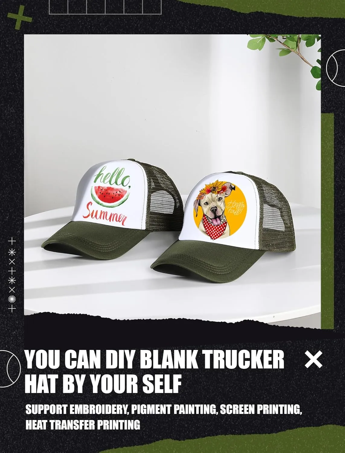 10 Pcs Sublimation Blank Trucker Hats Bulk Mesh Baseball Cap Polyester Mesh Trucker Hat for Men and Women