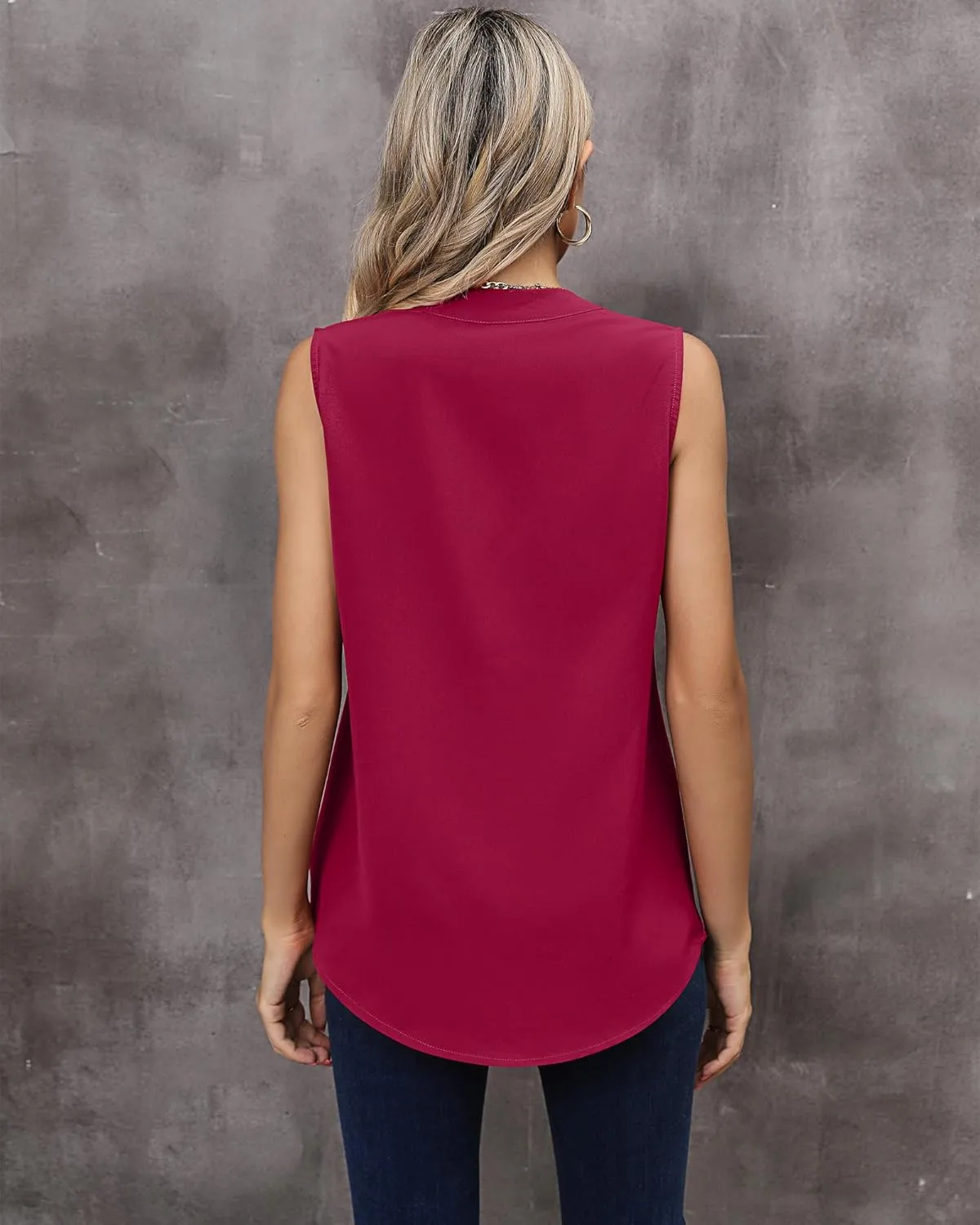 2 Pack Women's Sleeveless Tank Tops, Chiffon Sparkly V Neck Pleated Blouses Loose Fit Tunic Top Dressy Casual Shirt
