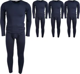 3 Pack of 2pc Thermal Sets for Men, Base Layer Long Johns Underwear, Top & Bottom, Cotton, Solid Colors