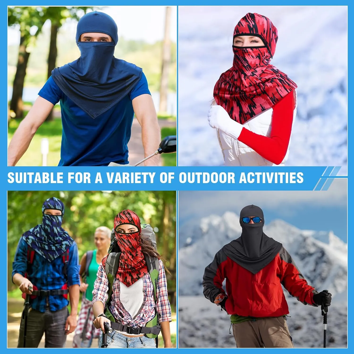8 Pcs Balaclava Full Face Masks Summer Balaclava Long Face and Neck Cover Breathable Sun Protection for Men Women