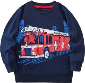 Akyzic Boys Sweatshirts Cotton Long Sleeve Crewneck Pullover Toddler Kids Winter Warm Shirt Sweater Tops 3t-8t