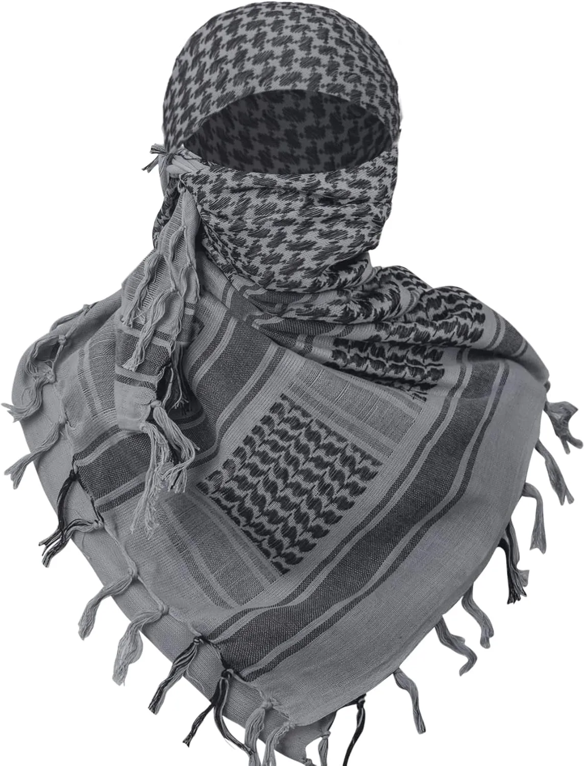 Aonal Military Shemagh Tactical Desert Scarf, 100% Cotton Keffiyeh Neck Head Scarf Wrap for Men Women