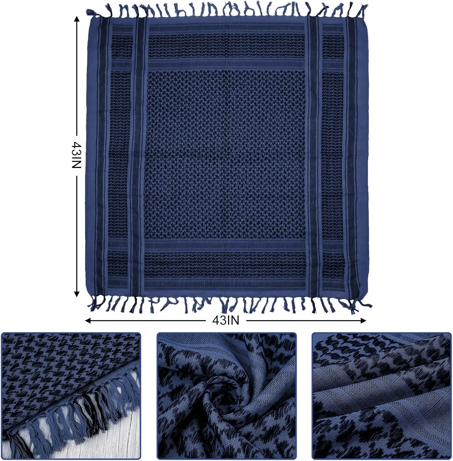 Aonal Military Shemagh Tactical Desert Scarf, 100% Cotton Keffiyeh Neck Head Scarf Wrap for Men Women