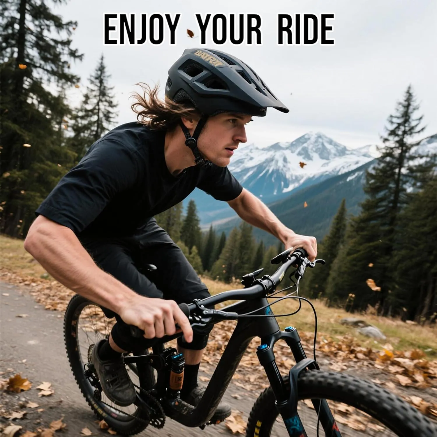 BATFOX Mountain Bike Helmet for Men Women,MTB Bicycle Cycling E-Bike Helmet for Adults Fit(52-60CM)