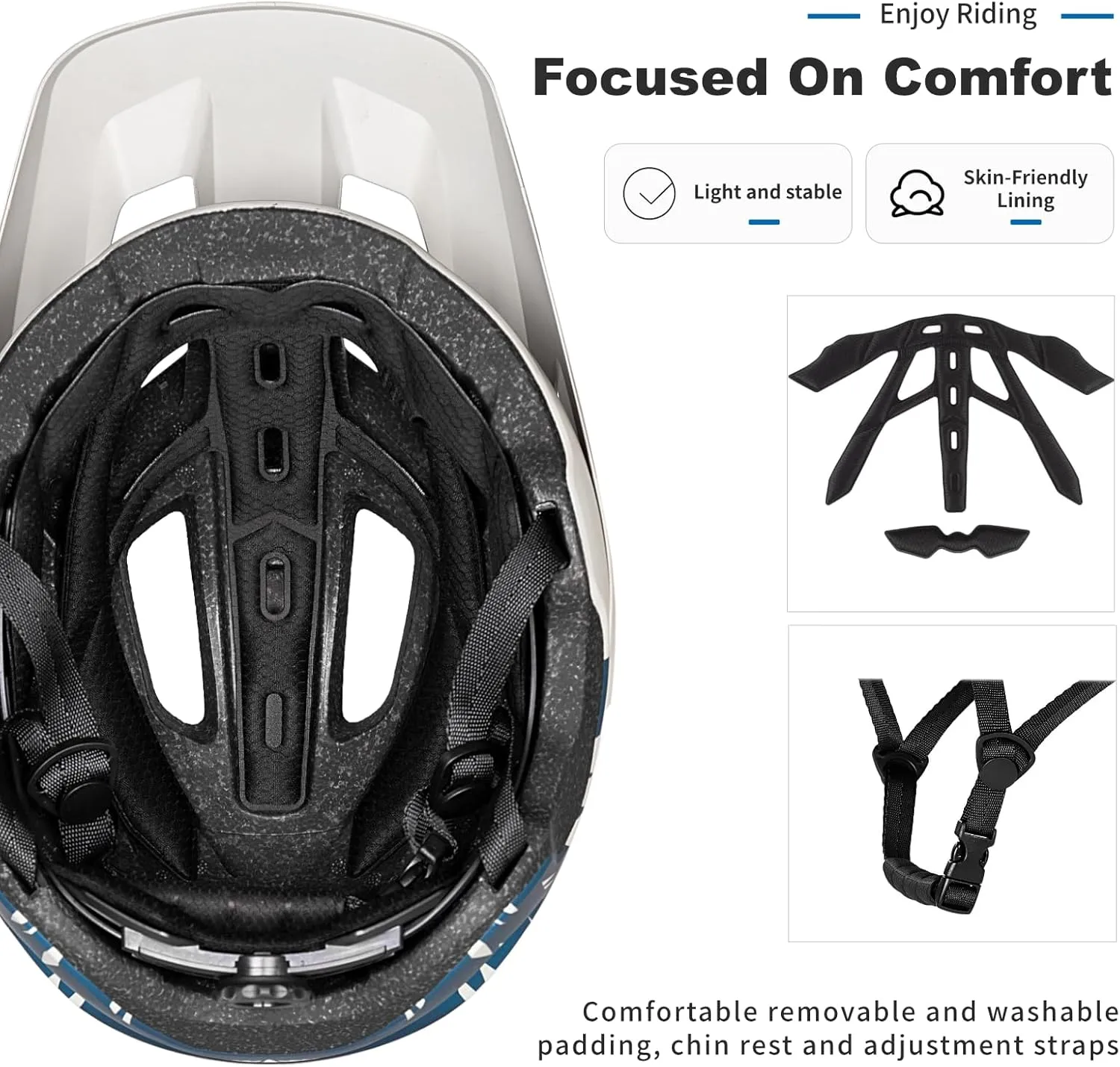 BATFOX Mountain Bike Helmet for Men Women,MTB Bicycle Cycling E-Bike Helmet for Adults Fit(52-60CM)