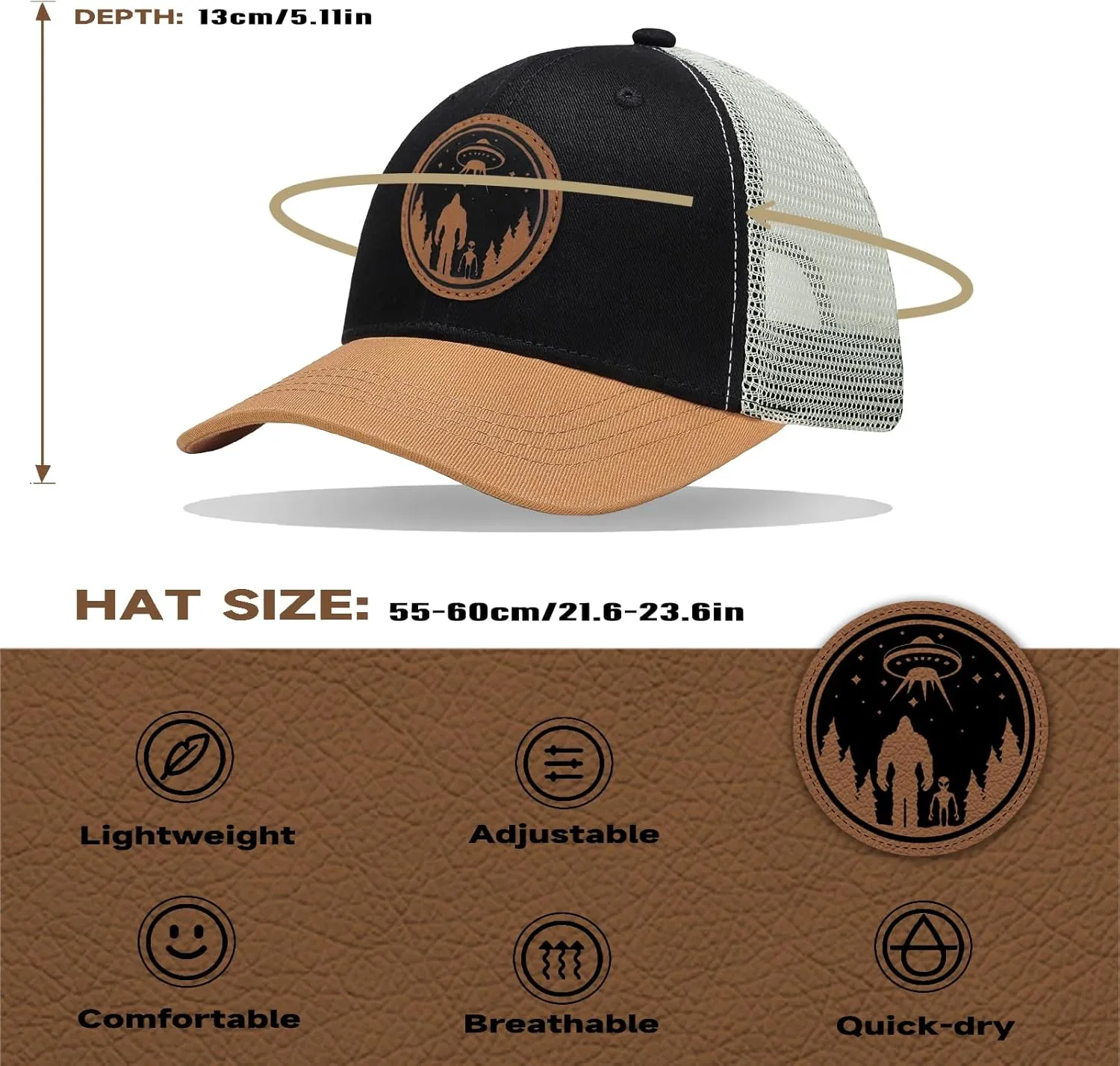 Bigfoot Sasquatch Gifts, Trucker Hats Mesh Baseball Cap Big Foot Gifts for Dad Men Bigfoot Lovers