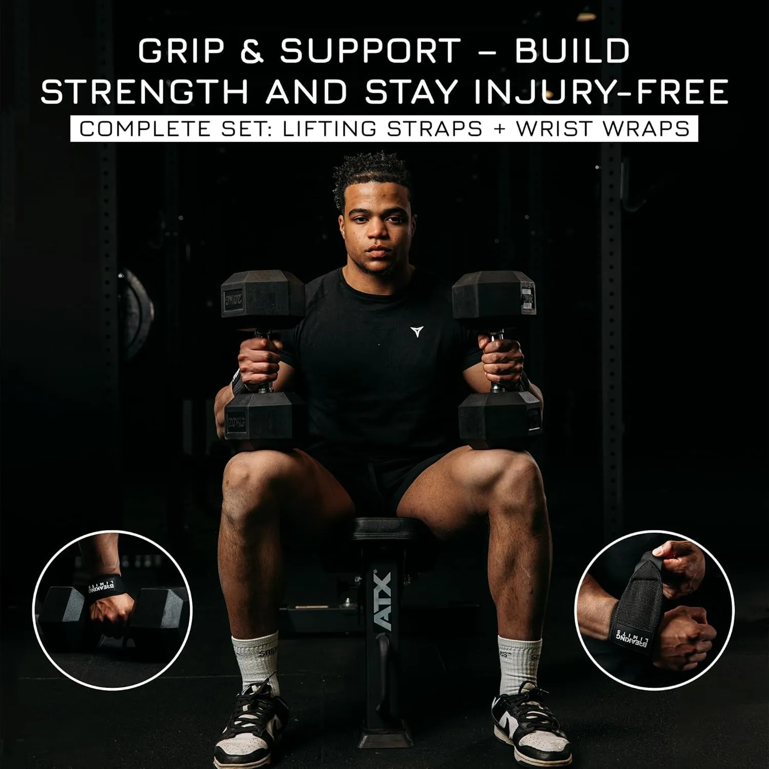Breaking Limits Gym Straps Weight Lifting Wrist Wraps Bundle  Workout Lifting Straps for Deadlift  Wrist Straps for Weightlifting Men & Women - Muequeras Para Gym