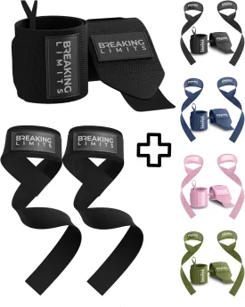 Breaking Limits Gym Straps Weight Lifting Wrist Wraps Bundle  Workout Lifting Straps for Deadlift  Wrist Straps for Weightlifting Men & Women - Muequeras Para Gym