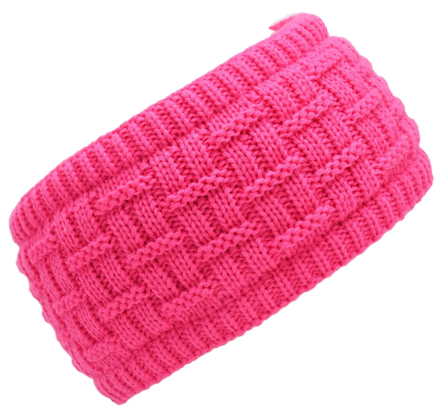 C.C Exclusives Womens Head Wrap Sherpa Fuzzy Fleece Lined Headbands Stretch Knit Ear Warmer (Candy Pink)
