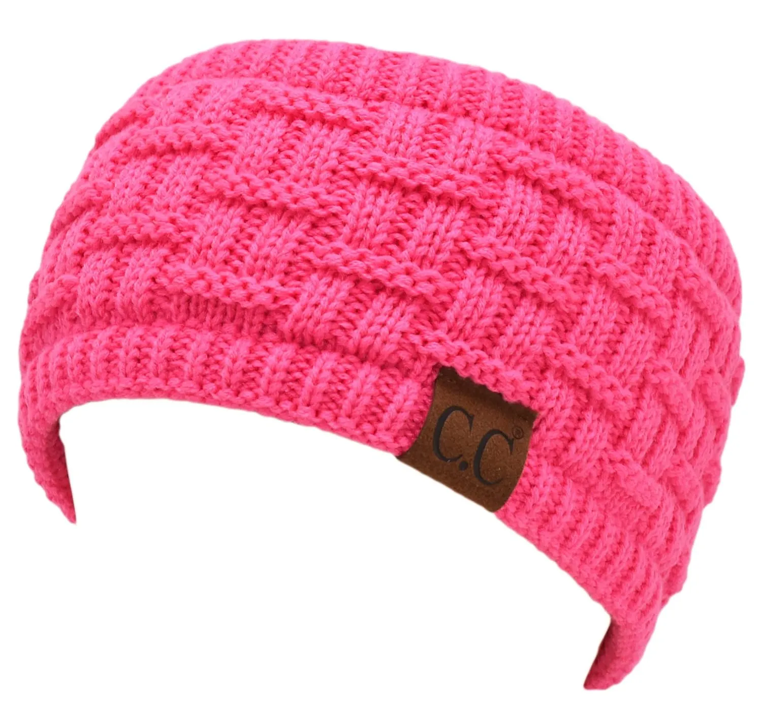 C.C Exclusives Womens Head Wrap Sherpa Fuzzy Fleece Lined Headbands Stretch Knit Ear Warmer (Candy Pink)