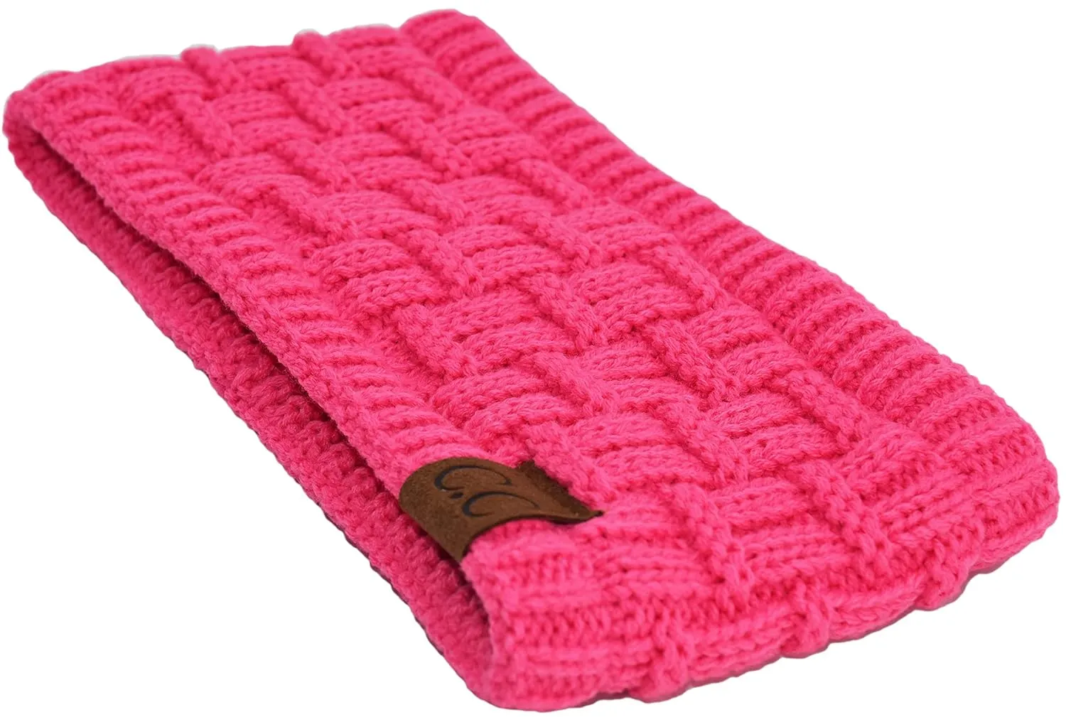 C.C Exclusives Womens Head Wrap Sherpa Fuzzy Fleece Lined Headbands Stretch Knit Ear Warmer (Candy Pink)