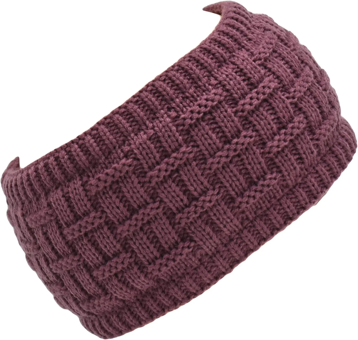C.C Exclusives Womens Head Wrap Sherpa Fuzzy Fleece Lined Headbands Stretch Knit Ear Warmer (Coco Berry)