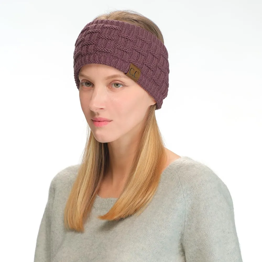 C.C Exclusives Womens Head Wrap Sherpa Fuzzy Fleece Lined Headbands Stretch Knit Ear Warmer (Coco Berry)
