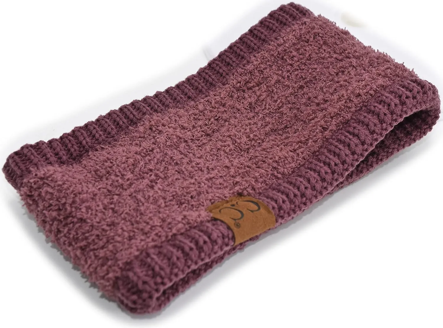 C.C Exclusives Womens Head Wrap Sherpa Fuzzy Fleece Lined Headbands Stretch Knit Ear Warmer (Coco Berry)