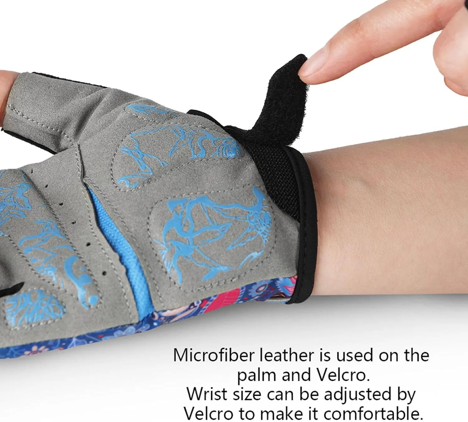 DuShow Women's Half Finger Gel Padded Bike Gloves - Anti-Slip, Shock-Absorbing for Cycling, Mountain & Road Biking