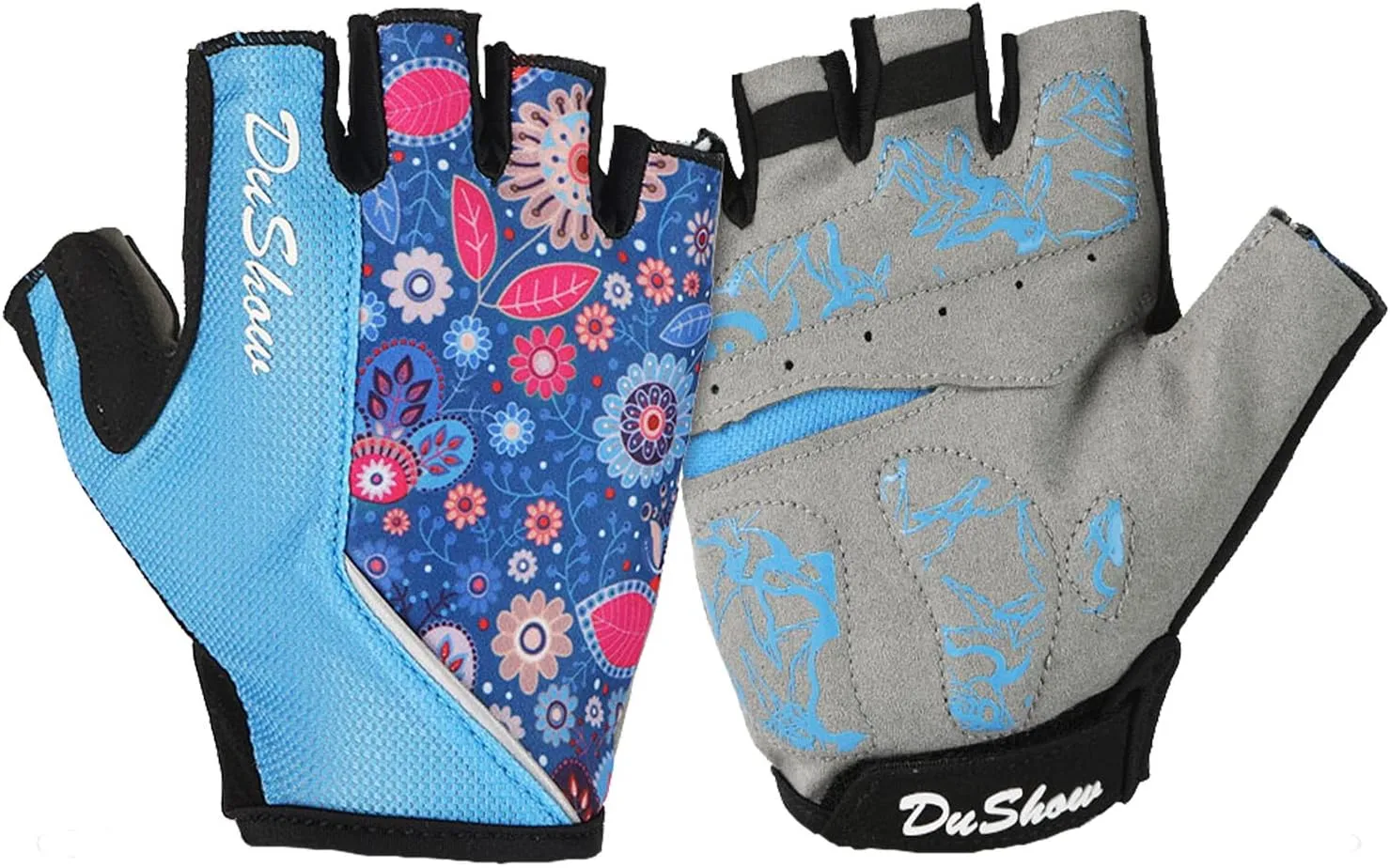 DuShow Women's Half Finger Gel Padded Bike Gloves - Anti-Slip, Shock-Absorbing for Cycling, Mountain & Road Biking