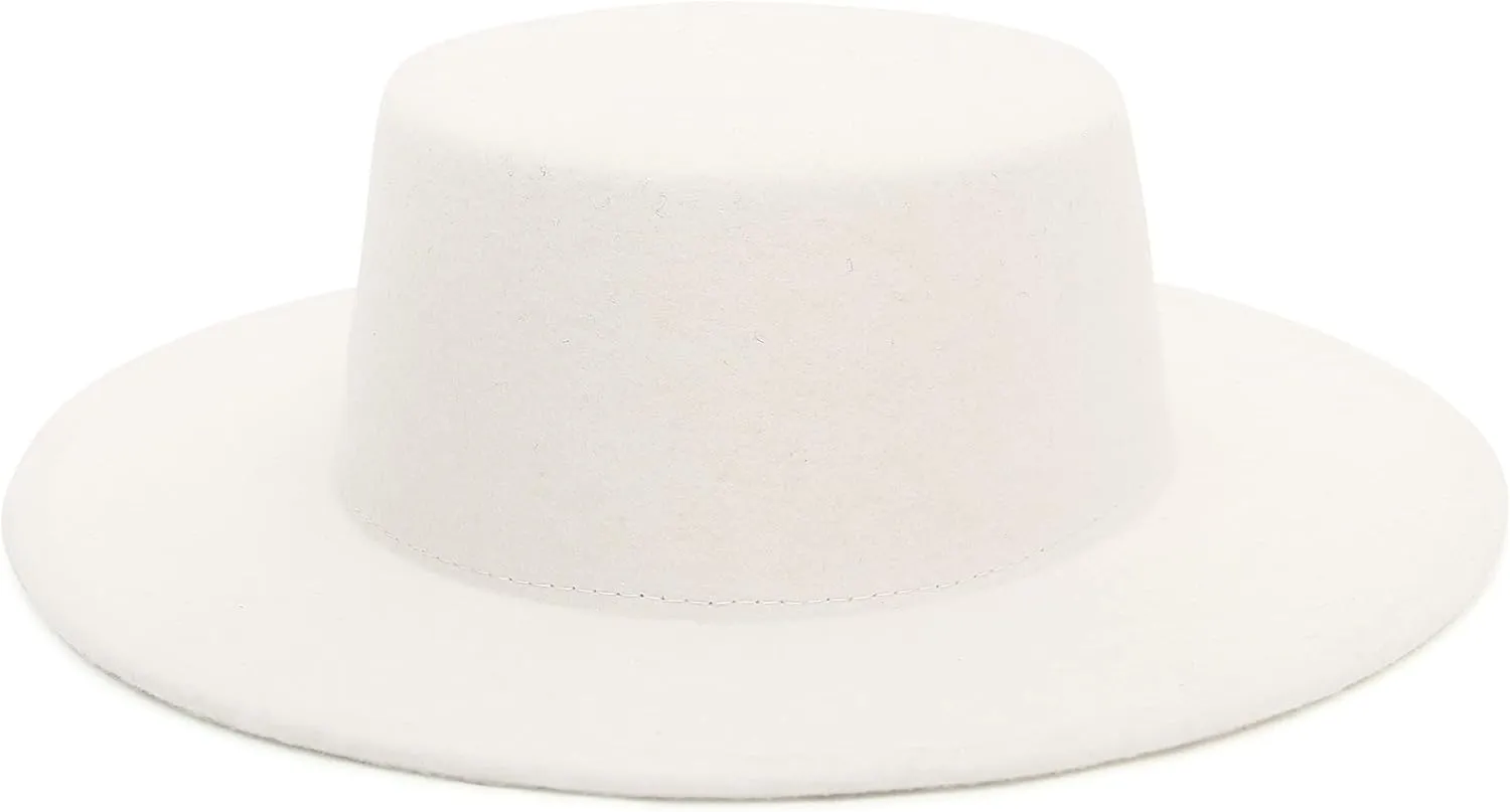 EOZY Women Men Classic Felt Fedora Hat Wide Brim Flat Top Jazz Panama Hat Casual Party Church Hat