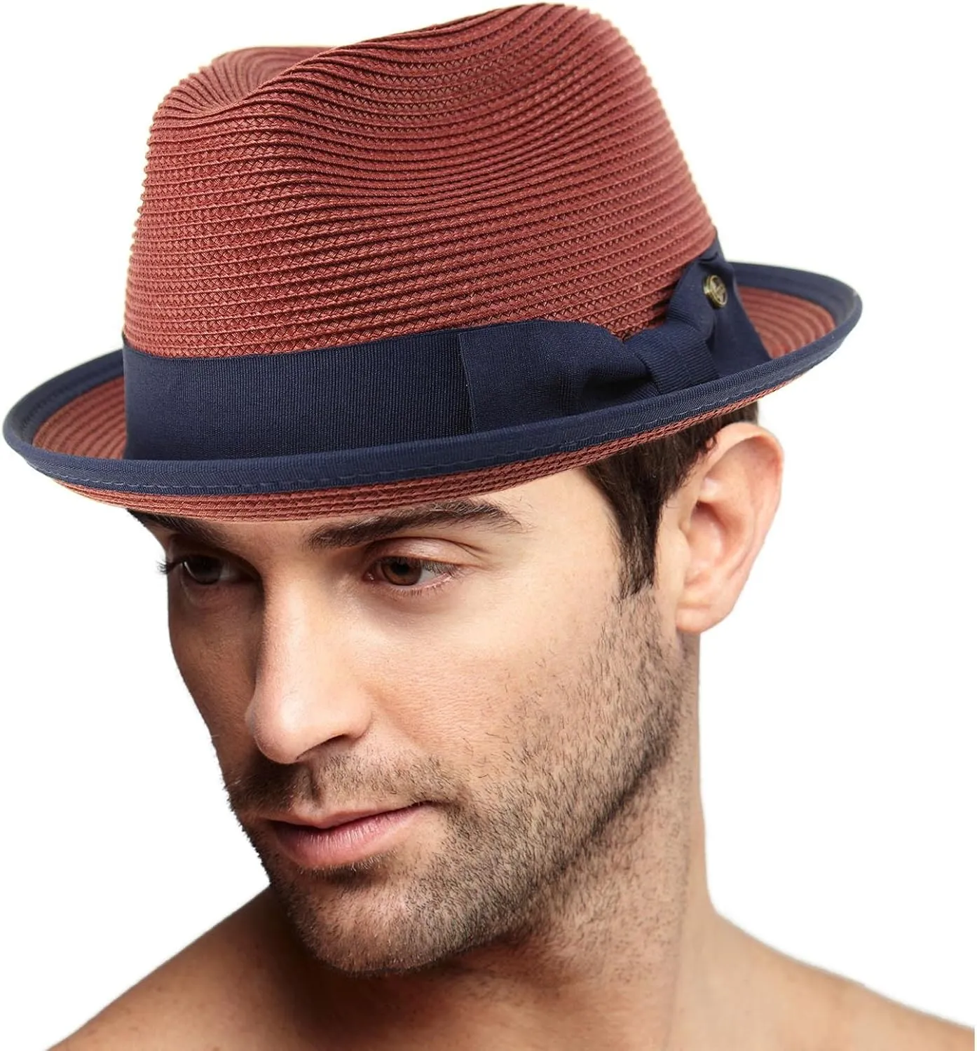 Epoch Men's Classy Travel Crushable 2tone Derby Fedora Upturn Curl Brim Hat