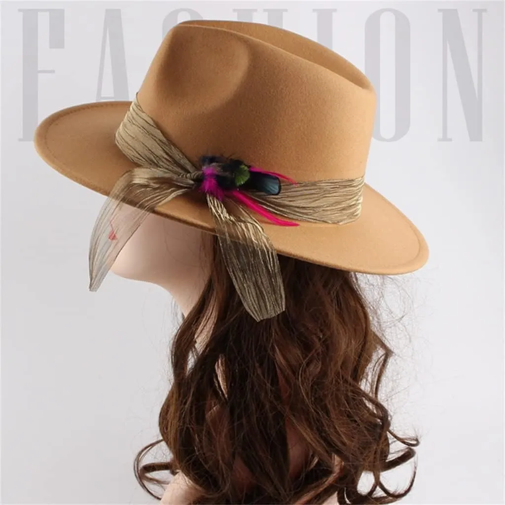European and American Fashion Plain Hat Woolen Felt Hat Retro Hat(C)