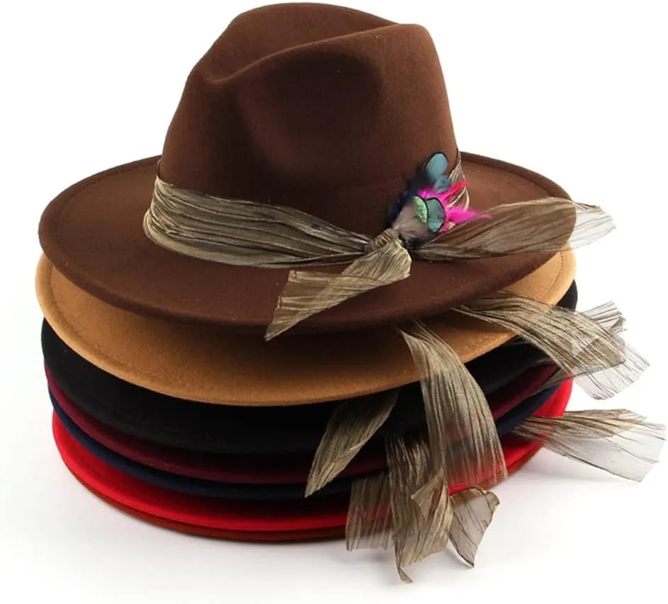 European and American Fashion Plain Hat Woolen Felt Hat Retro Hat(C)