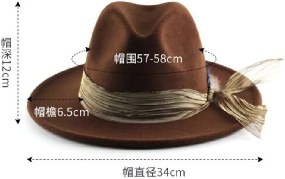 European and American Fashion Plain Hat Woolen Felt Hat Retro Hat(C)