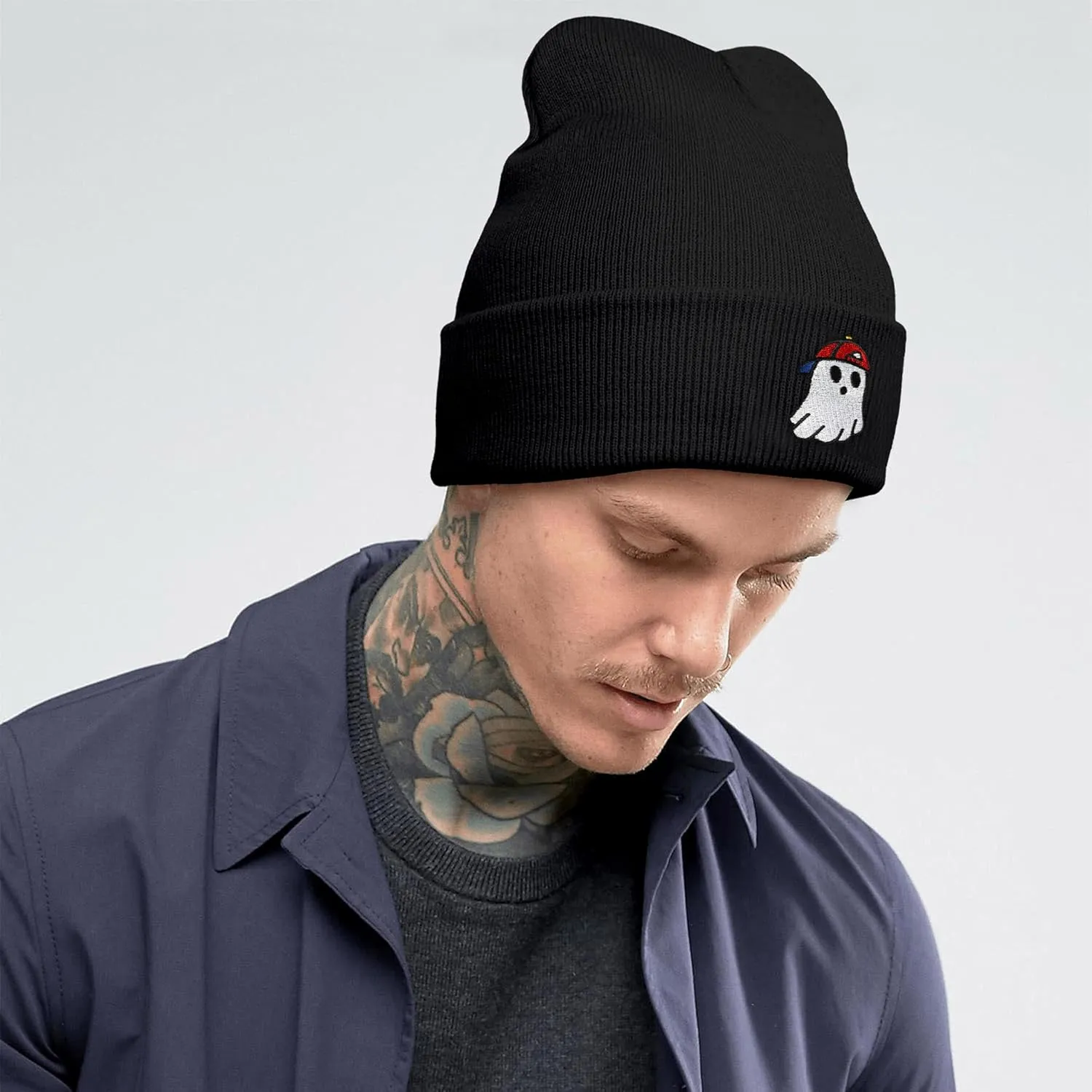 Funny Beanies Hat, Men's and Women's Winter Warm Black Fashion Cool Embroidered Knit Hat