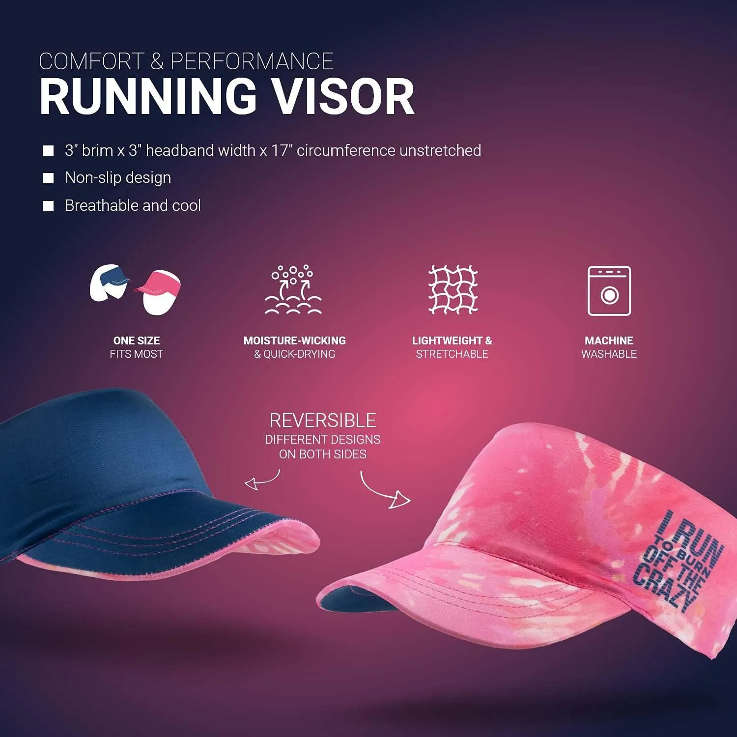 Gone For a Run Runners Lightweight Comfort Performance Visor | Multiple Designs | One Size Fits Most