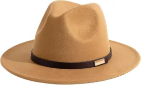 Gossifan Fedora Hats for Men Wide Brim Panama Hat with Classic Belt