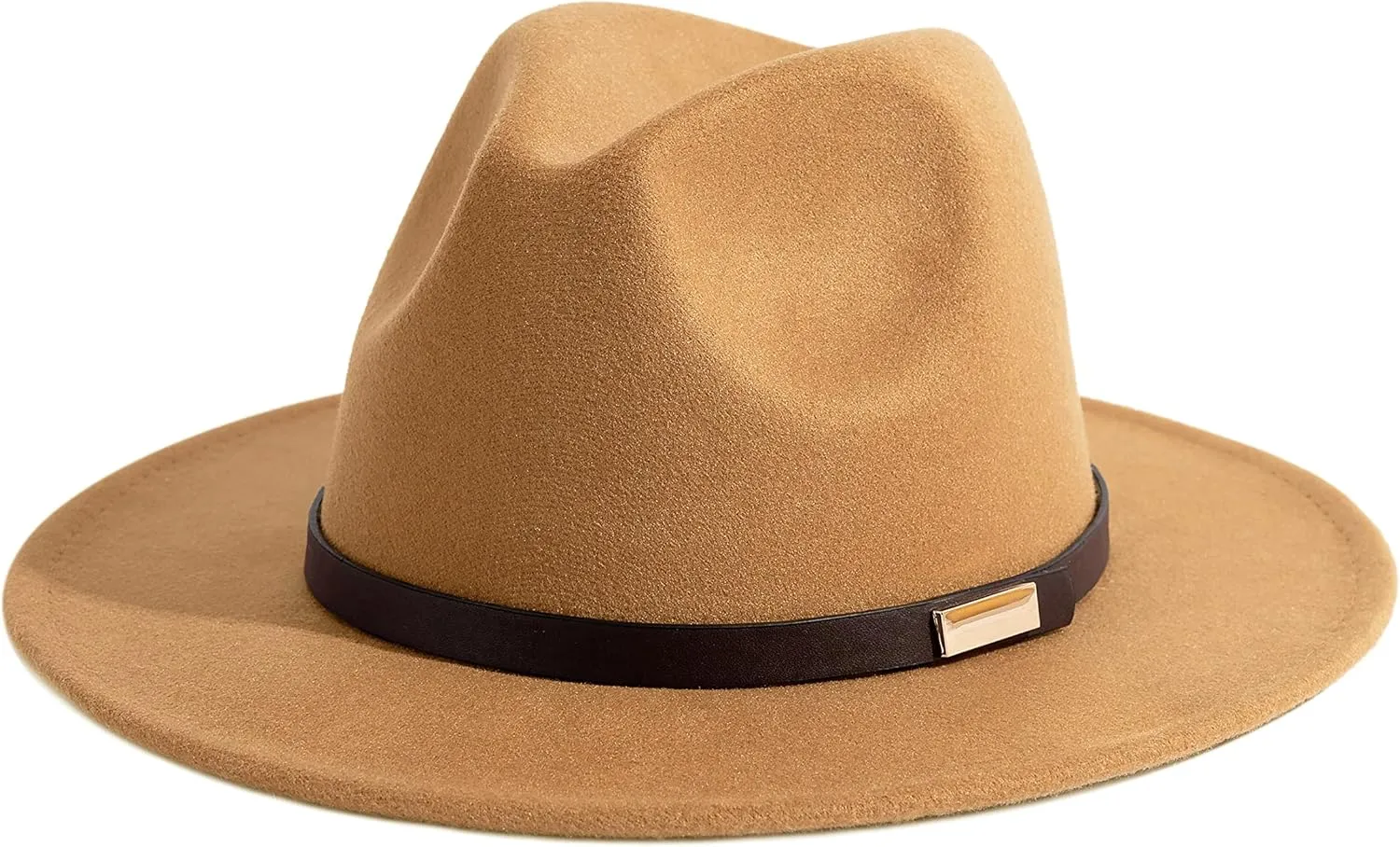 Gossifan Fedora Hats for Men Wide Brim Panama Hat with Classic Belt