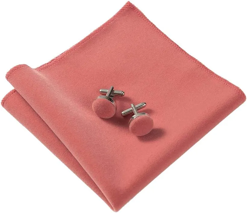 GUSLESON Mens Solid Plaid Velvet Pre-tied Adjustable Bow Tie and Pocket Square Cufflink Set with Gift Box