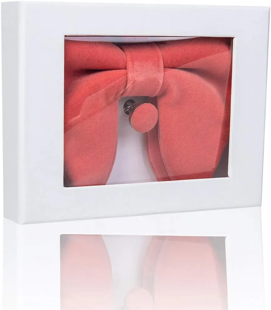 GUSLESON Mens Solid Plaid Velvet Pre-tied Adjustable Bow Tie and Pocket Square Cufflink Set with Gift Box