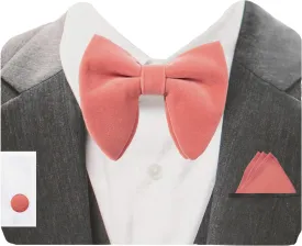 GUSLESON Mens Solid Plaid Velvet Pre-tied Adjustable Bow Tie and Pocket Square Cufflink Set with Gift Box