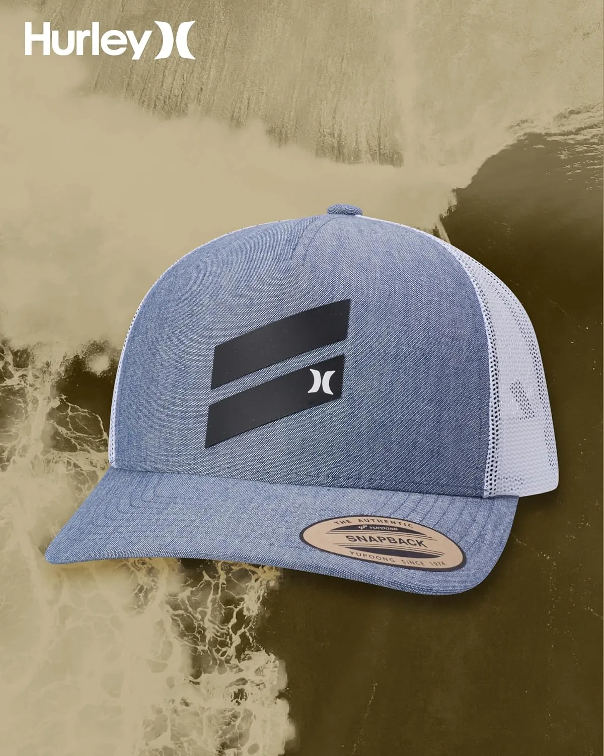 Hurley Men's Trucker Hat - Lightweight Breathable Poly Mesh Back Curved Bill Baseball Cap with Adjustable Snap Closure