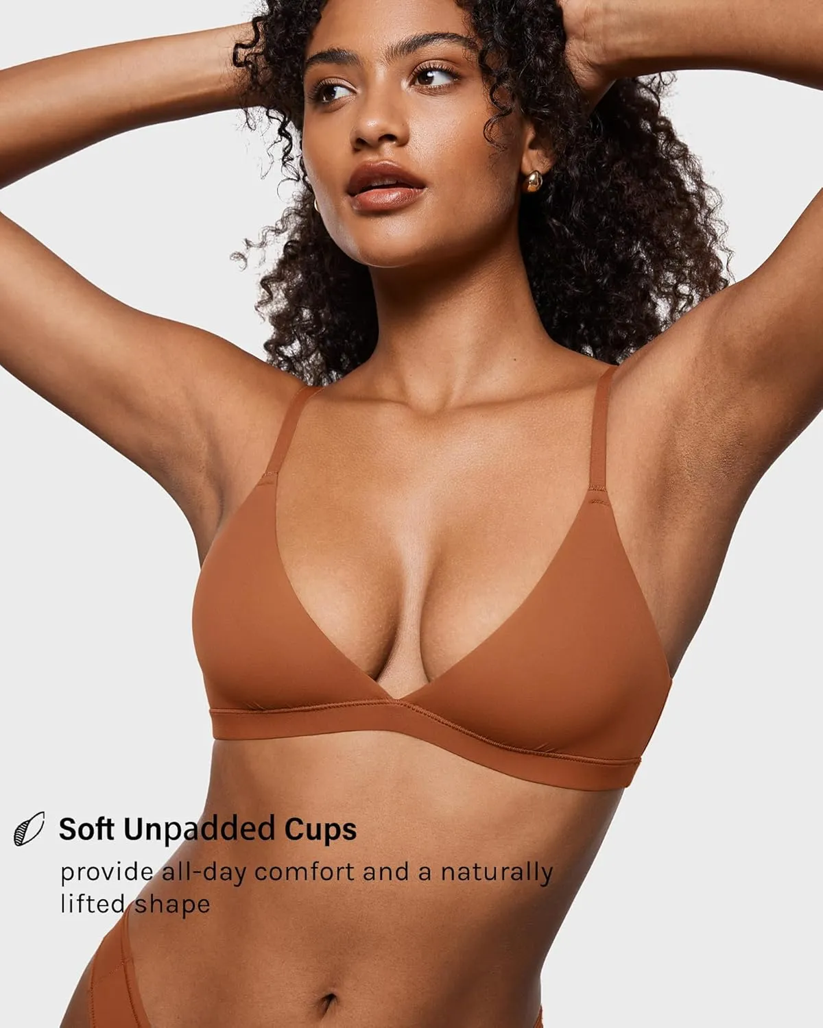 INLYRIC Women's Inbarely Triangle Bralette Plunge Unlined Seamless Bra No Underwire Sexy Comfortable Everyday