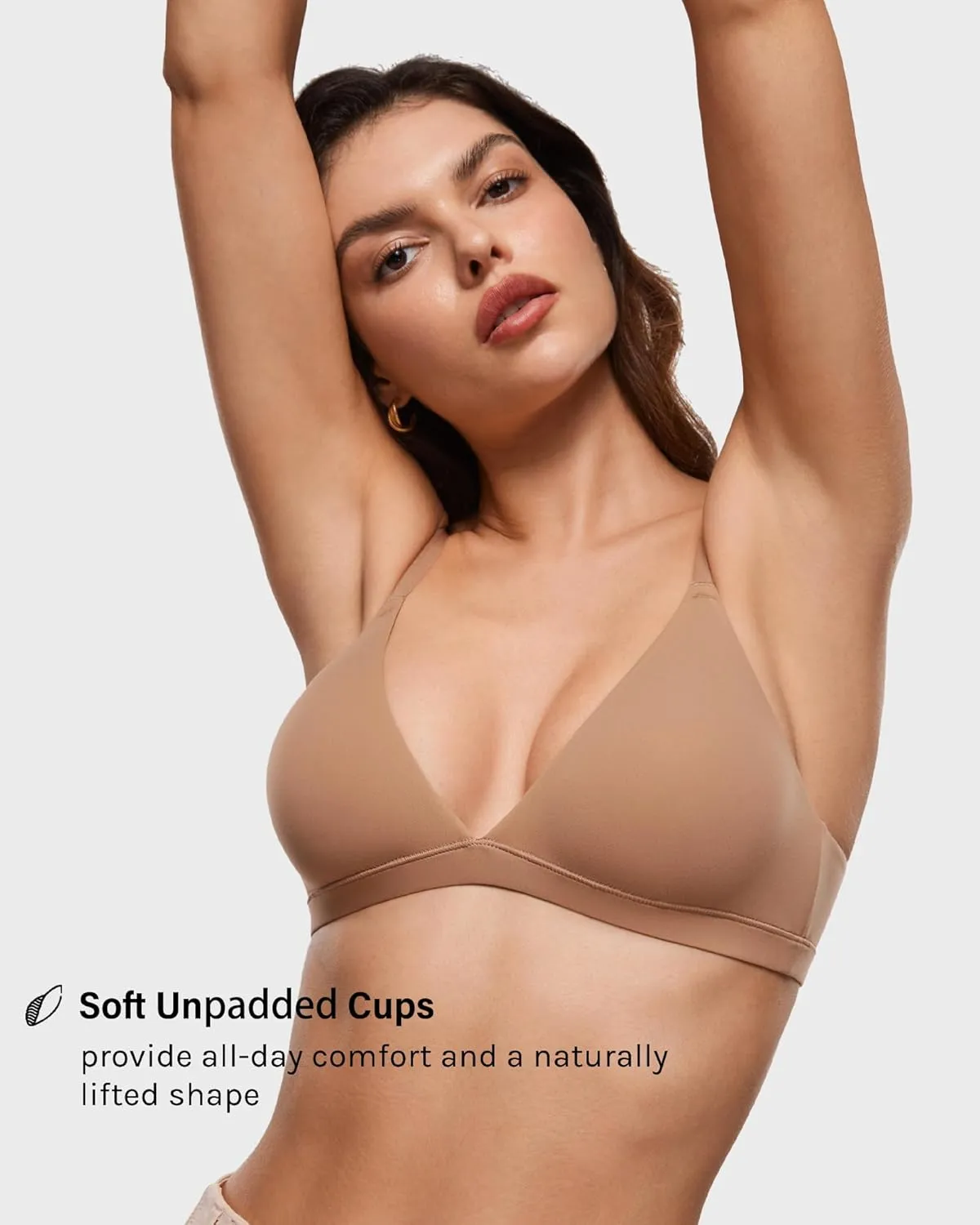 INLYRIC Women's Inbarely Triangle Bralette Plunge Unlined Seamless Bra No Underwire Sexy Comfortable Everyday