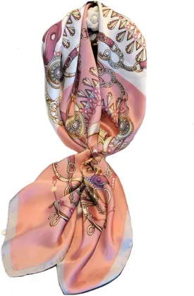 JERLA Women's satin square silk like scarf Fashion pattern large hair scarf wrap headscarf 35" x 35"