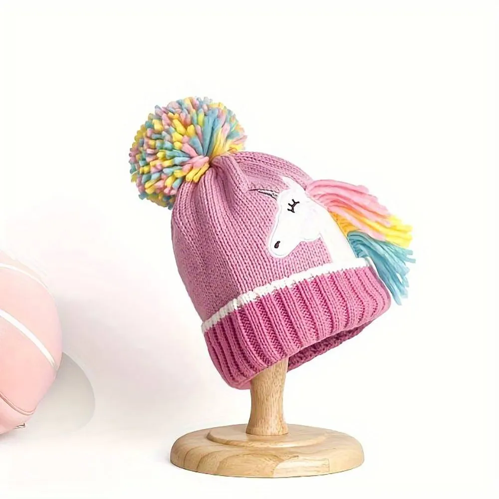 Little Surprise Box Muave Frill Unicorn Winter Cap Beanie & Matching Gloves, 2 pcs set, 3yrs- 8yrs