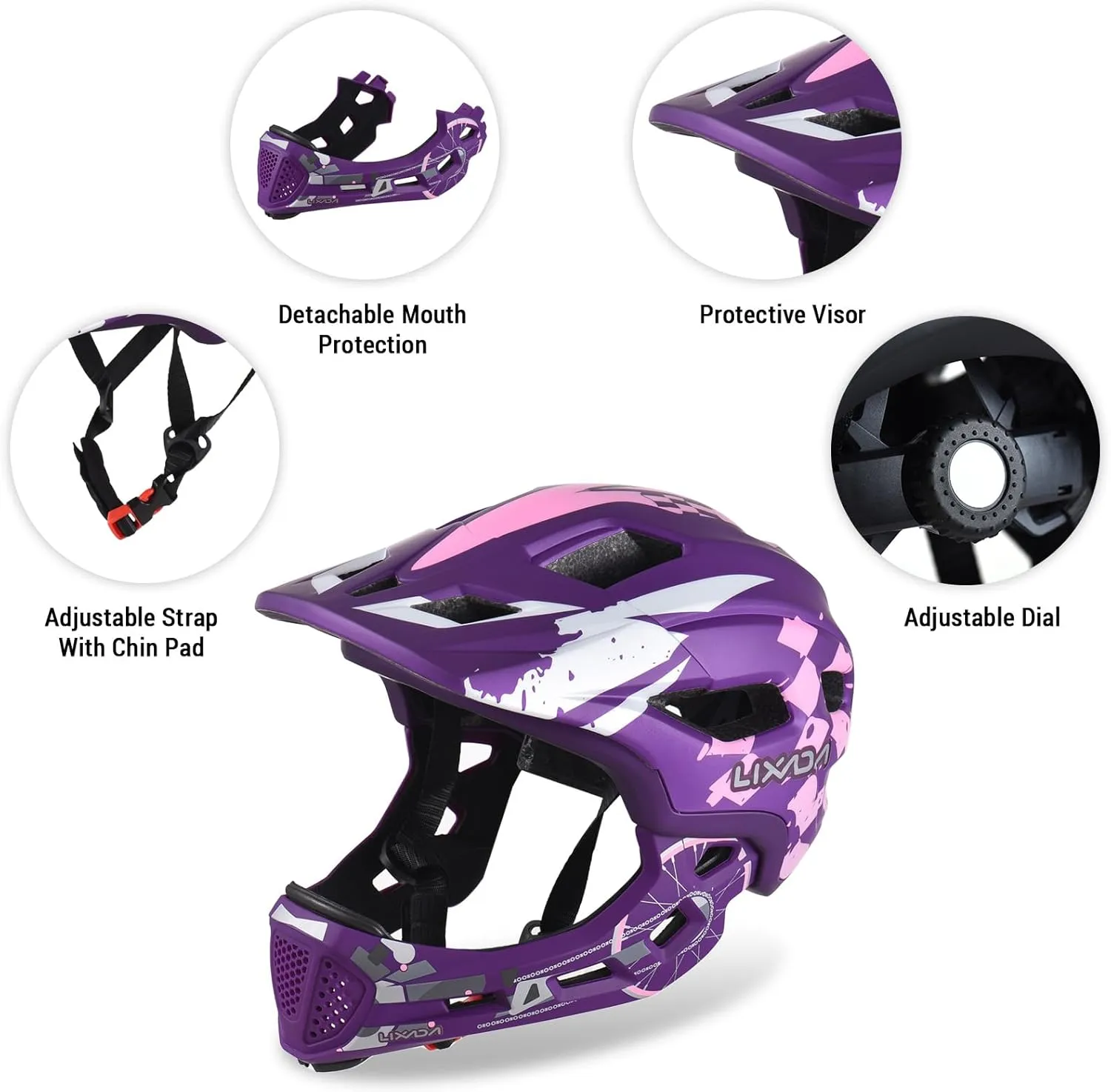 Lixada Kids Detachable Full Face Helmet for Cycling, Skateboarding & Roller Skating