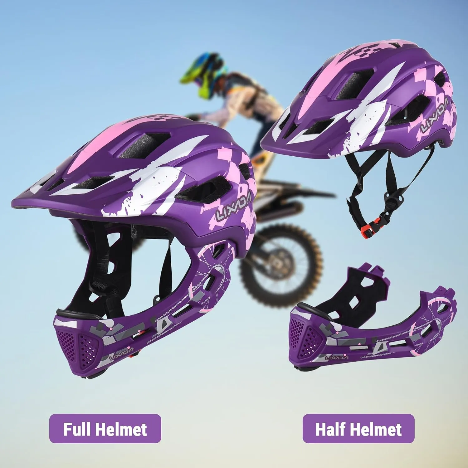 Lixada Kids Detachable Full Face Helmet for Cycling, Skateboarding & Roller Skating