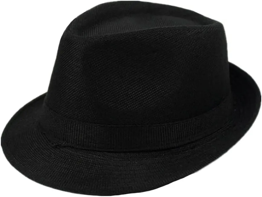 Men Fedora Hats Classic Solid Linen Jazz Cap Male Khaki Brand Spring Plain Outdoor Beach Hat(Gray)
