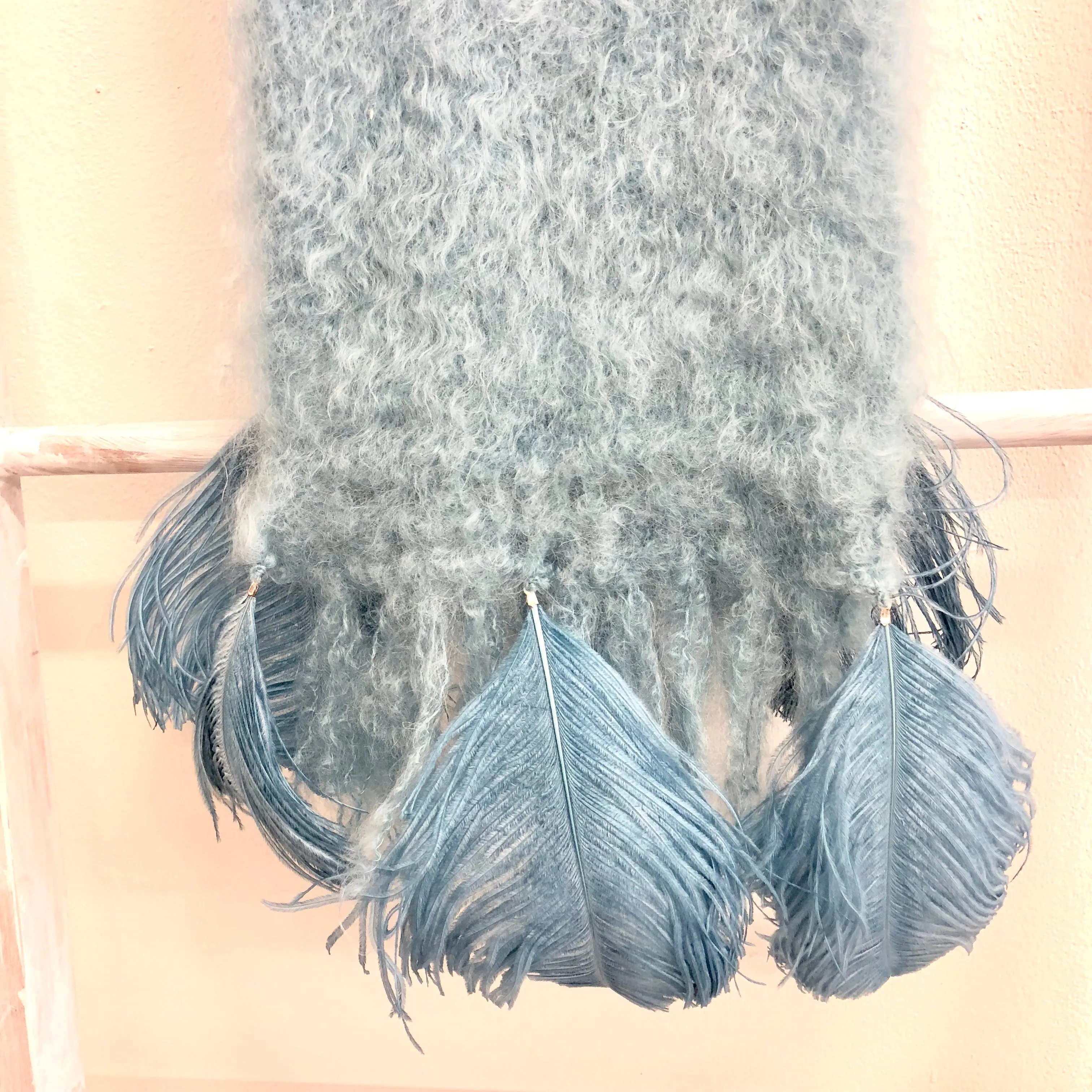 Mohair Scarf with Ostrich Feather
