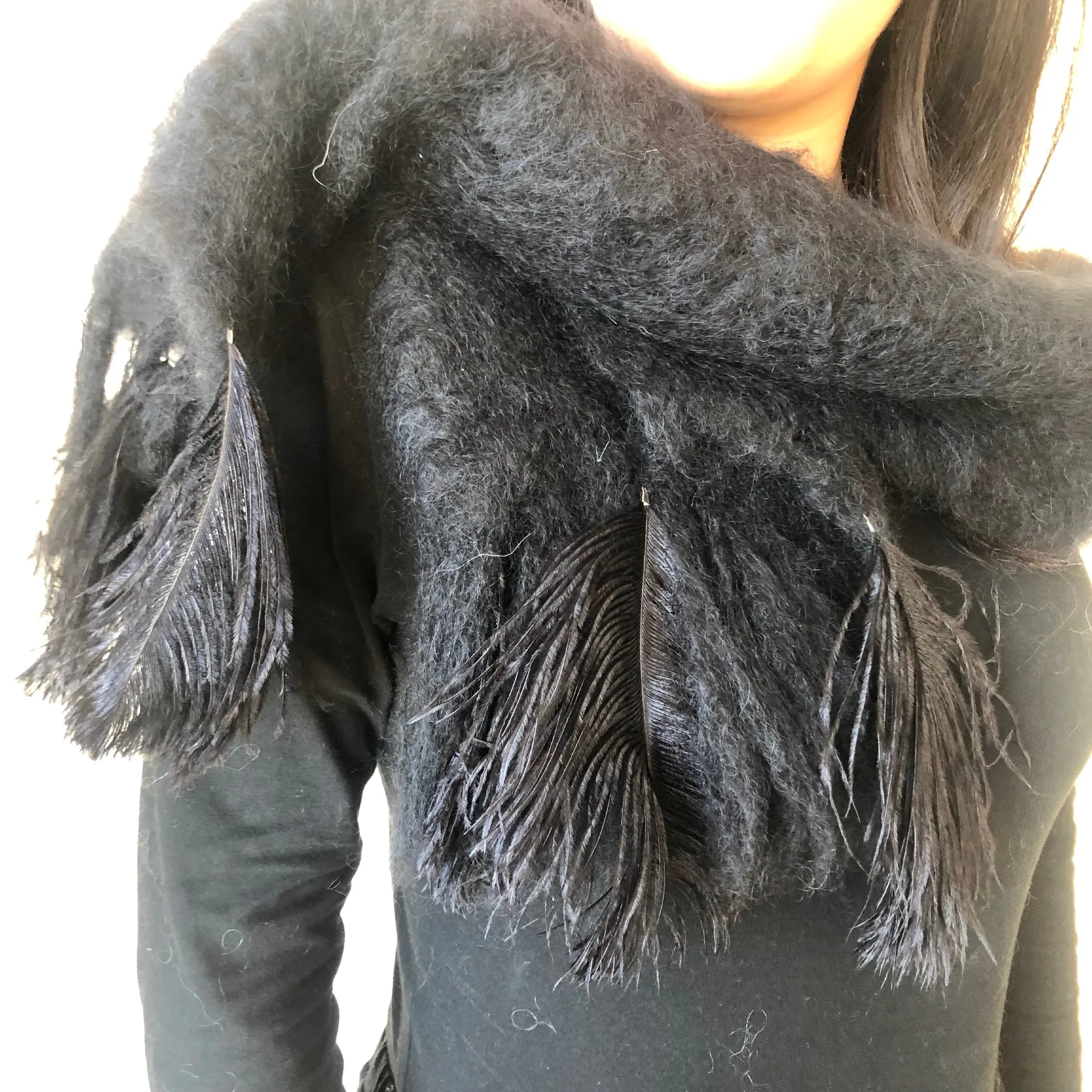 Mohair Scarf with Ostrich Feather