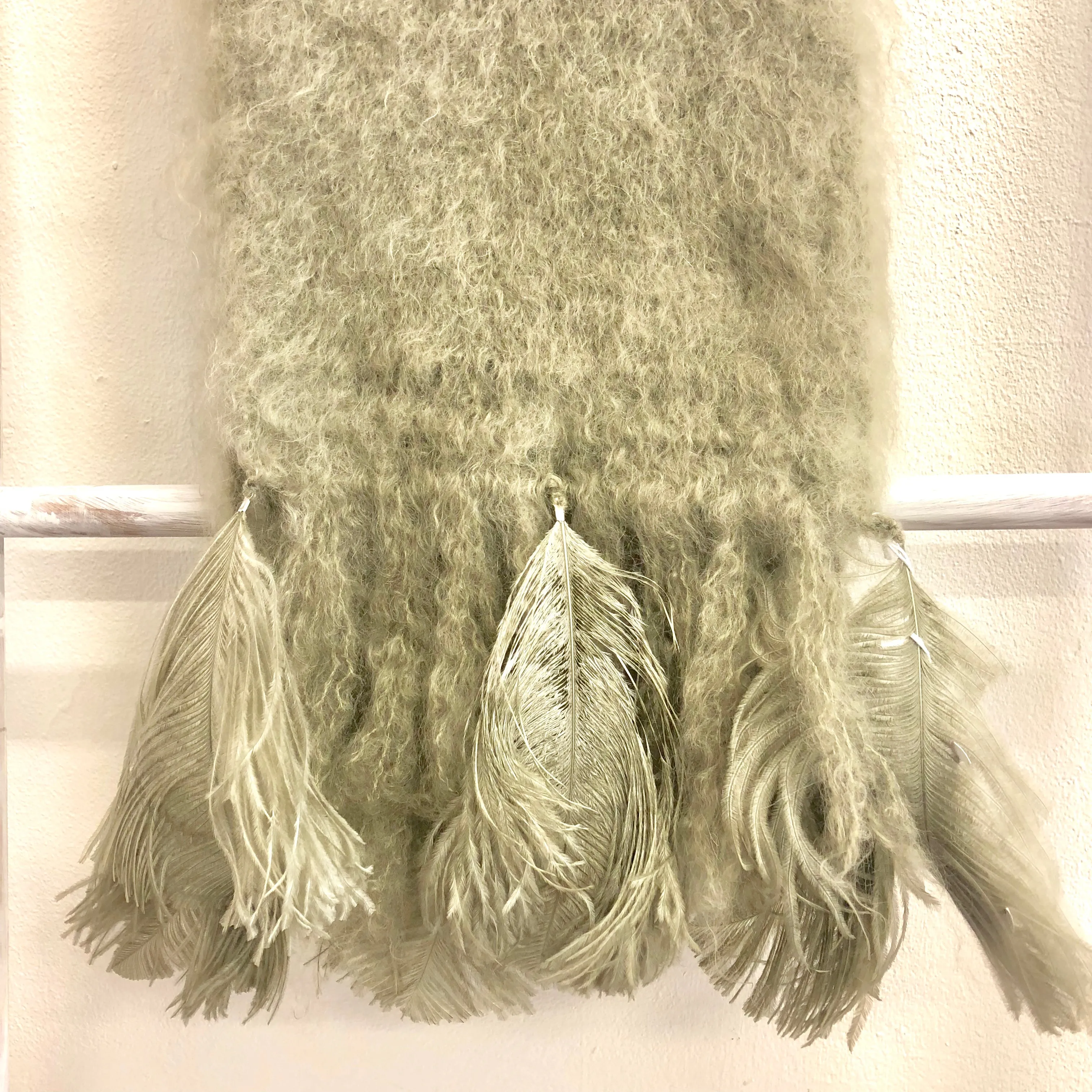 Mohair Scarf with Ostrich Feather