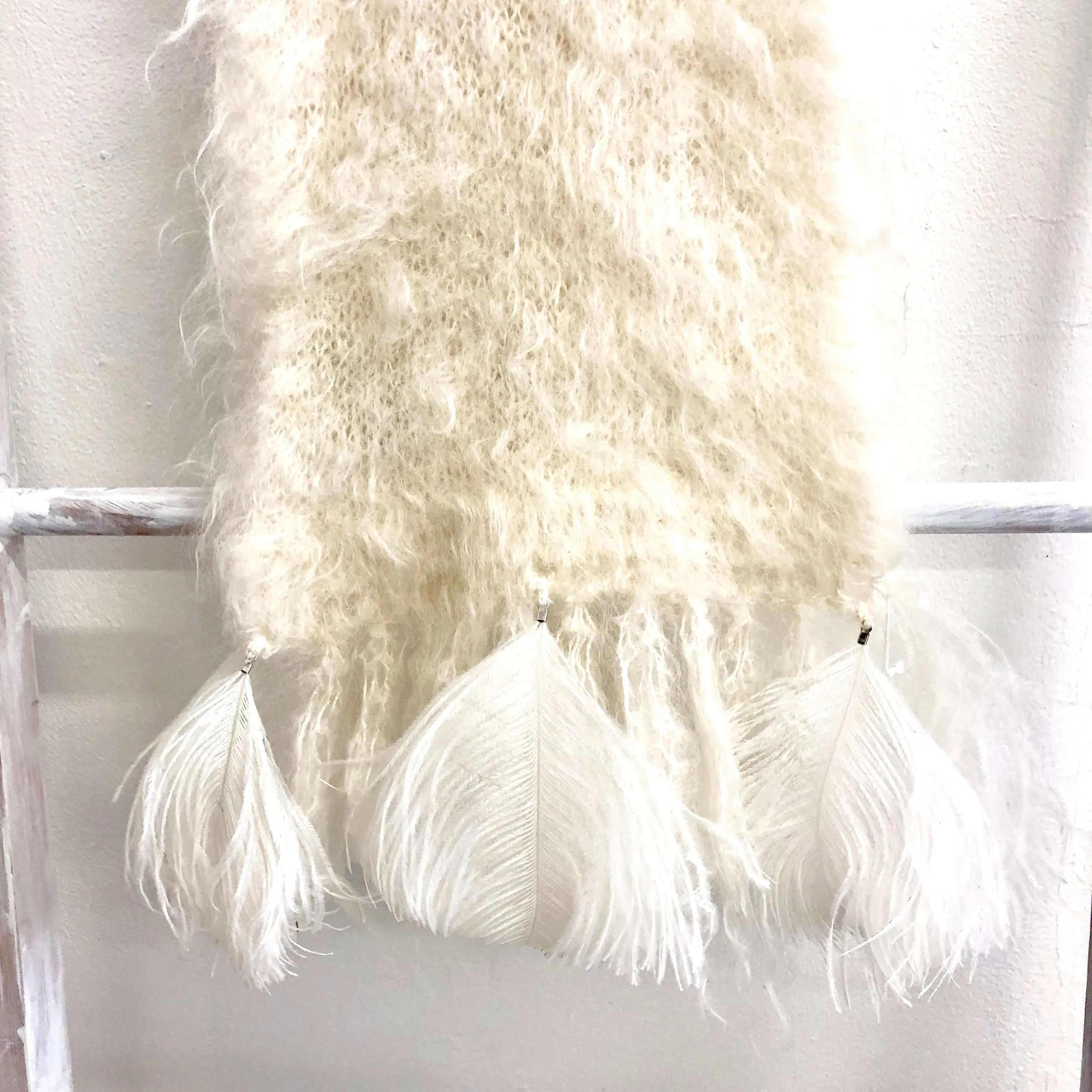 Mohair Scarf with Ostrich Feather