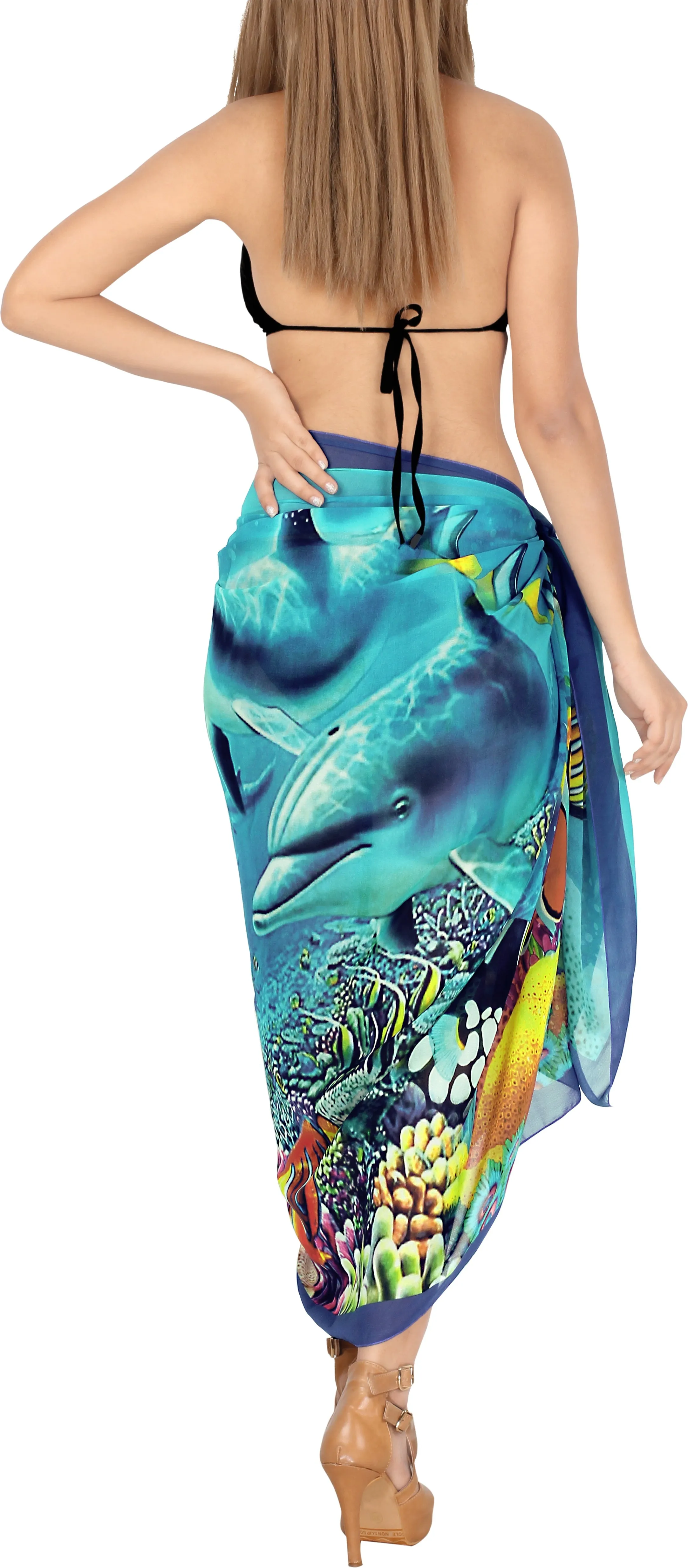 Ocean Harmony Under Water Fishes  Sheer Beach Wrap For Women
