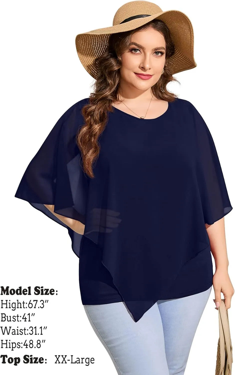 QIXING Women's Summer Casual Loose Chiffon Flowy Tops Elegant Blouses