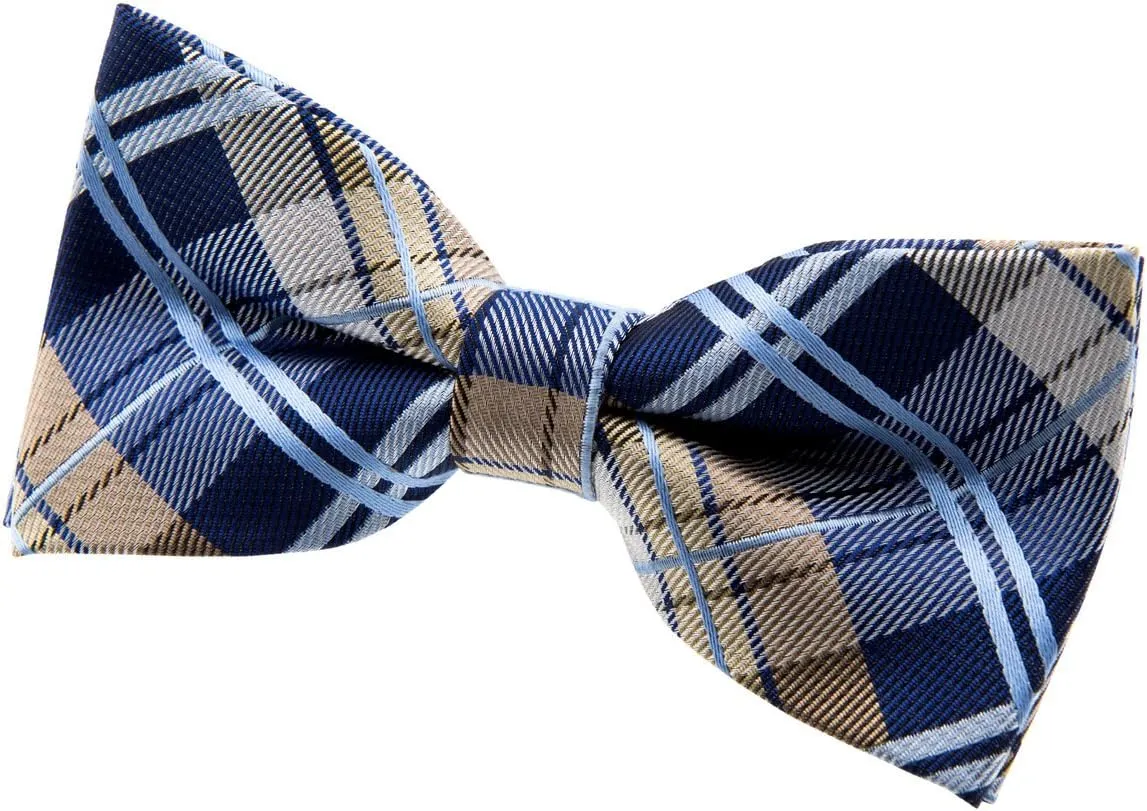 Retreez Elegant Classic Plaid Check Woven Microfiber Pre-tied Bow Tie (4.5")