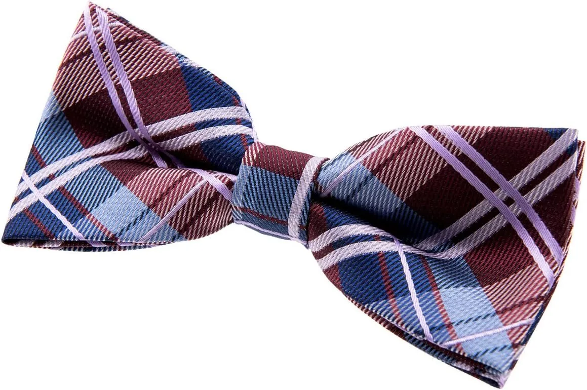 Retreez Elegant Classic Plaid Check Woven Microfiber Pre-tied Bow Tie (4.5")