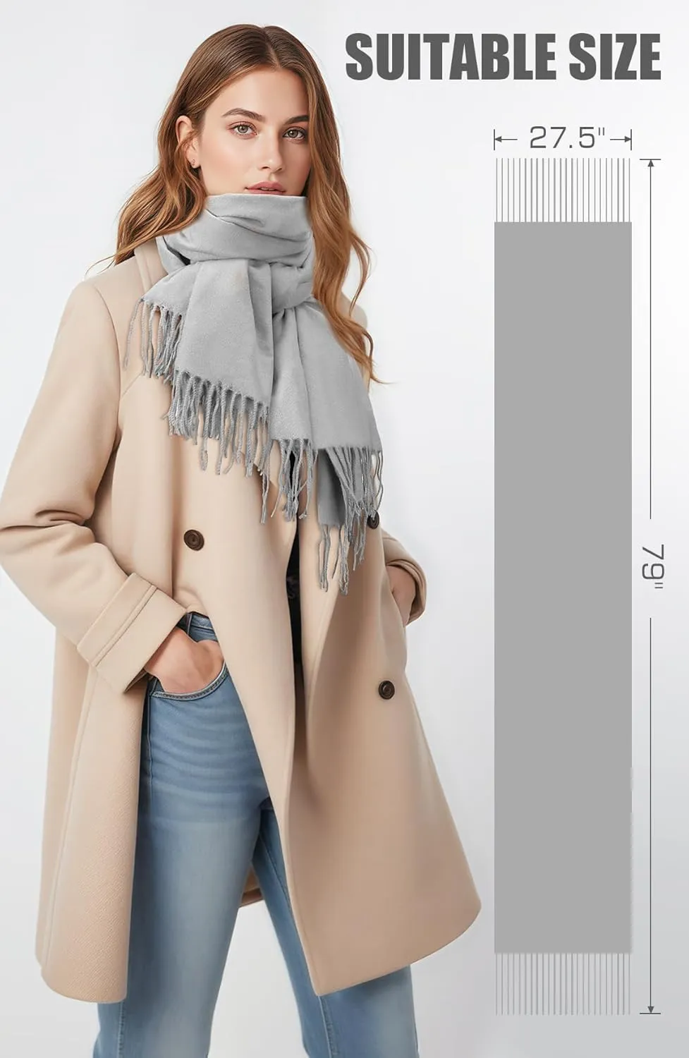 Scarf for Women - Women's Fall Winter Scarfs, Pashmina Shawl Wraps for Women, Long Blanket Scarf for Evening Dresses