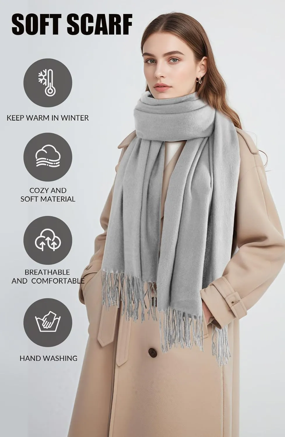 Scarf for Women - Women's Fall Winter Scarfs, Pashmina Shawl Wraps for Women, Long Blanket Scarf for Evening Dresses